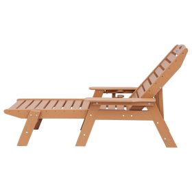 VEVOR Chaise Lounge Chair, 400 lbs Weight Capacity, 6 Positions Adjustable Patio Lounge Chair, Outdoor HDPE Lounge Chair with Backrest & Cup Hold