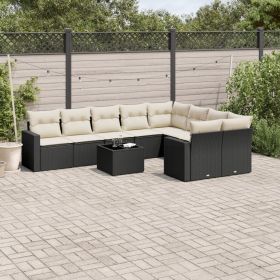 Garden Sofa Set Black PE rattan Large UV-resistant materials