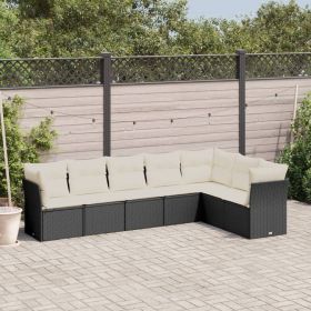 Garden Sofa Set Black PE rattan 7-Piece Modular Garden Sofa Set