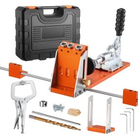 VEVOR Pocket Hole Jig Kit, 1/2 to 1-1/2 in Adjustable, Jig Pocket Hole System with Toolcase, C-Clamp, Step Drill, Hex Wrench, Drill Stop Ring