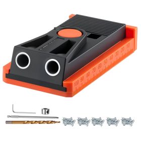 VEVOR Pocket Hole Jig Kit, 1/2 to 1-1/2 in Adjustable, Mini Jig Pocket Hole System with Step Drill, Hex Wrench, Drill Stop Ring, Square Drive Bit