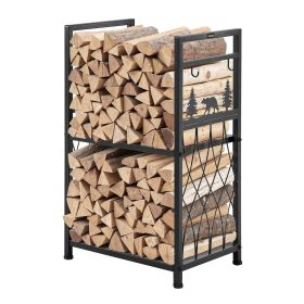 VEVOR Indoor Firewood Rack, 1.3 ft 2-Tier Firewood Holder with Fireplace Tools, Brush, Shovel, Poker, Tongs, Heavy Duty Log Wood Rack