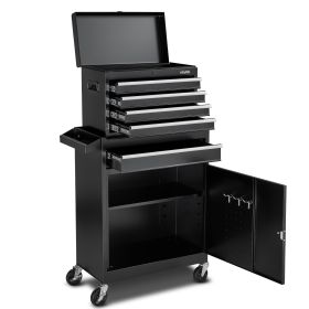 VEVOR Rolling Tool Chest, 2-in-1 Design, 5 Drawers Tool Cabinet Organizer with Detachable Top Metal Toolbox, Lock Bar, Protective Liner