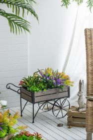 24.4x12.6x15.4" Rustic Black Trolley Cart Plant Stand, Planter