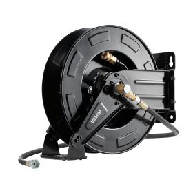VEVOR Pressure Washer Hose Reel, 50 ft x 3/8 inch Retractable Power Heavy-Duty Steel Washer Hose Reel, 4000PSI Max, Auto-Rewinding