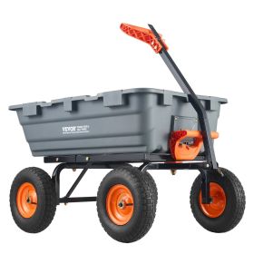 VEVOR Garden Cart, Durable Poly Dump Cart with Simple Assembly Steel Frame, Versatile Dump Wagon with Dual-Function Handle