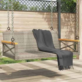 Patio Swing Bench Gray PE Rattan and Powder-Coated Steel