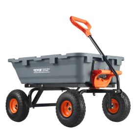 VEVOR Garden Cart, Durable Poly Dump Cart with Simple Assembly Steel Structure, Versatile Dump Wagon with Dual-Function Handle