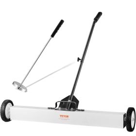 VEVOR 36-Inch Magnetic Sweeper with Wheels, 55 lbs Capacity, with Telescoping Magnetic Pickup Tool, Adjustable Handle