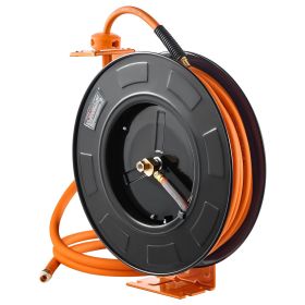 VEVOR Retractable Air Hose Reel, 3/8IN x 100FT Rubber Air Hose Max 300PSI, Air Compressor Hose Reel Auto-Rewind with 5FT Lead in