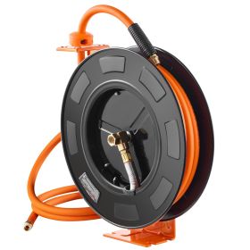 VEVOR Retractable Air Hose Reel, 1/2 IN x 50 FT Hybrid Air Hose Max 300PSI, Air Compressor Hose Reel Auto-Rewind with 5FT Lead in