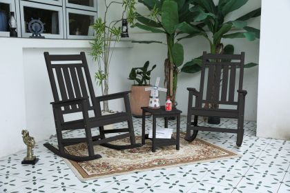 All Weather Rocking Chair Set with Side Table, 3-Piece Rocking Chair Set, Grey(includes 2 Rocking Chairs and 1 Table)