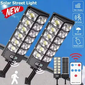 80000LM 8500K LED Solar Street Light 800W Commercial Oudoor Lights Outdoor Waterproof Hight Brightness LED, Dusk To Dawn Solar Street LightsRoad (Option: 2Pcs)