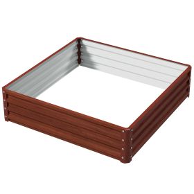 Galvanized Raised Garden Bed, 4' x 4' x 1' Metal Planter Box, for Growing Vegetables, Flowers, Herbs, Succulents, Natural Wood (Option: Natural Wood-1260x345x50 mm)
