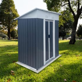 5FTx3FT Pent Roof Grey Outdoor Tool Bike Storage Garden Shed Tool House (Option: Grey)
