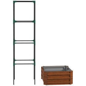 Galvanized Planter Box, 24" x 24" x 73.5" Raised Garden Bed with Tomato Cage for Climbing Vines, Brown (Option: Brown-585x335x120 mm)