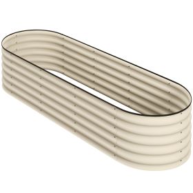 6.4' x 2' x 1.4' Galvanized Raised Garden Bed Kit, Metal Planter Box with Safety Edging, Cream (Option: Cream White-625x485x175 mm)