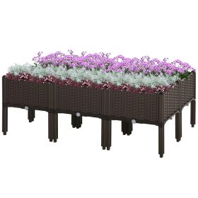 6 Piece Raised Garden Bed with Legs, Planter Box Raised Bed to Grow Flowers, Herbs & Vegetables, Brown (Option: Brown-460x460x550 mm)