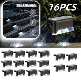8/16/32 Solar Outdoor Deck Lights, Garden Lights, Atmosphere Lights, LED Walk Lights, Light Source Control, Suitable For Balconies, Terraces, Sta (Option: White)