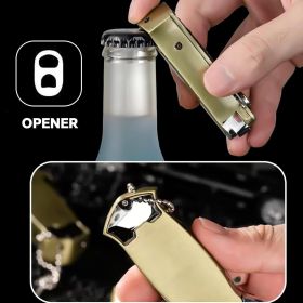 Cool Metal Design Jet Torch Lighter Refillable Butane Novelty Lighter for Gift Fireplace Candle Camping BBQ (Color: Folding Knife Fire Machine - Bullets)