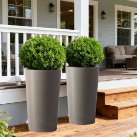 2 Pack Tall 21.7 in Planters for Outdoor Plants Modern Tall Square Planter Box Indoor Outdoor Porch Patio Flower Pot Modern Big Tapered Matte Tre (Color: as Pic)