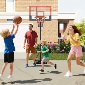 3.3-7 Feet Portable Adjustable Outdoor Kids Basketball Hoop Goal System (Color: Red)