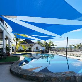 Artpuch Custom Size Sky Blue Sun Shade Sail Triangle Canopy 185 GSM Durable Fabric UV Block Awning for Outdoor Patio Garden Backyard (Customized (Color: Sky Blue, size: 15x15x21.2)
