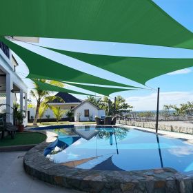 Artpuch Custom Size Dark Green Sun Shade Sail Triangle Canopy 185 GSM Durable Fabric UV Block Awning for Outdoor Patio Garden Backyard (Customize (Color: Dark Green, size: 21X22X22)