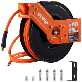 VEVOR Retractable Air Hose Reel, 3/8 IN x 50 FT Hybrid Air Hose Max 300PSI, Air Compressor Hose Reel with 5 In Lead in (Default: Default)
