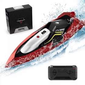 4DRC S5 Fast RC Boat 2.4 GHz 20+ MPH Racing Boats for Pools and Lakes,Remote Control, and  Rechargeable Boat Battery for Adults and Kids (Color: Red)