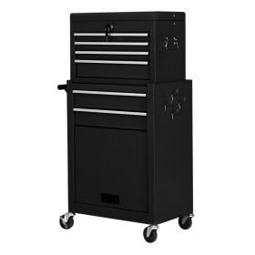 Rolling Cabinet Storage Chest Box Garage Toolbox (Color: BLACK)