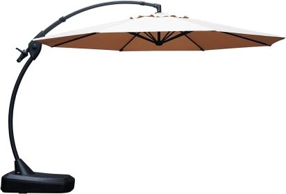 Cantilever Outdoor  Umbrella with Base , Aluminum Offset Umbrella.(Included 2 Packages) (Color: Champagne, size: 11FT)