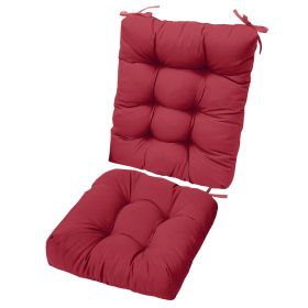 Waterproof Rocking Chair Cushion Upper And Lower Back And Seat Sets with Non-Slip Ties Oxford Cloth Surface Polyester Filling Comfortable for Ind (Color: WineRed_Pro)