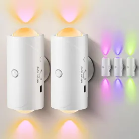 LED Motion Sensor Night Light, 7 Colors Rechargeable Battery Stair Light, Wireless Magnetic Wall Lamp, Cordless LED Wall Night Lights For Steps, (Option: White4PCS)