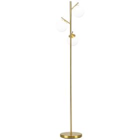 Modern 3-Light Floor Lamp for Living Room, Tree Standing Lamp with Globe Lampshades, 10.75"x10.75"x66.5", Gold (Option: Gold Tone-605x520x240 mm)