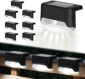 16/32PCS Solar Outdoor Light, Spring Camping Outdoor Light, Outdoor LED Step Light, Solar Charging, Suitable For Balconies, Terraces, Stairs, Fen (Option: Whitelight8PCS)