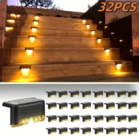 8/16/32 Solar Outdoor Deck Lights, Garden Lights, Atmosphere Lights, LED Walk Lights, Light Source Control, Suitable For Balconies, Terraces, Sta (Option: 32PCSnuanse)