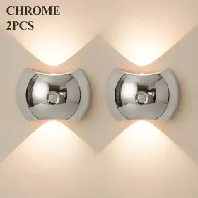 LED Modern Indoor Wall Light With Motion Sensor 3 Color Modes 2700K/4500K/6500K USB Rechargeable Magnetic Portable Wall Sconce For Living Room Be (Option: Silver2PCS)
