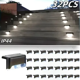 32/16 PCS Solar Deck Lights Outdoor, Solar Step Lights Waterproof Led Solar Lights For Outdoor Stairs, Step , Fence, Yard, Patio, And Pathway Fam (Option: Whitelight32PCS)